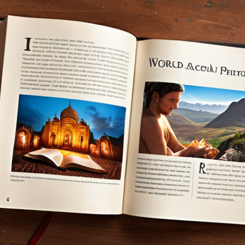 **Open book with pages showing diverse landscapes and people from different countries, bathed in warm, inviting light. Emphasis on a sense of adventure and global connection.** (Focus:  The world-opening aspect of language.)
