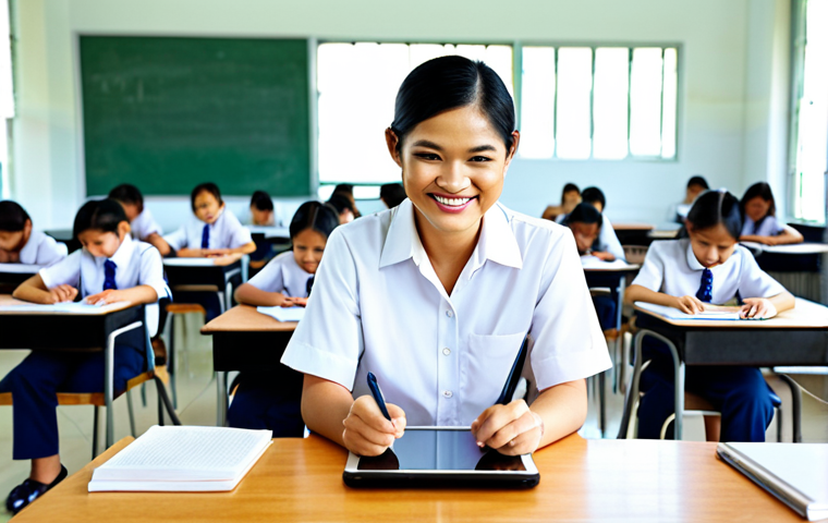 언어 교육에서의 문법적 오류 수정 - **

A bright and modern Thai classroom. A teacher, fully clothed in professional attire, smiles warm...