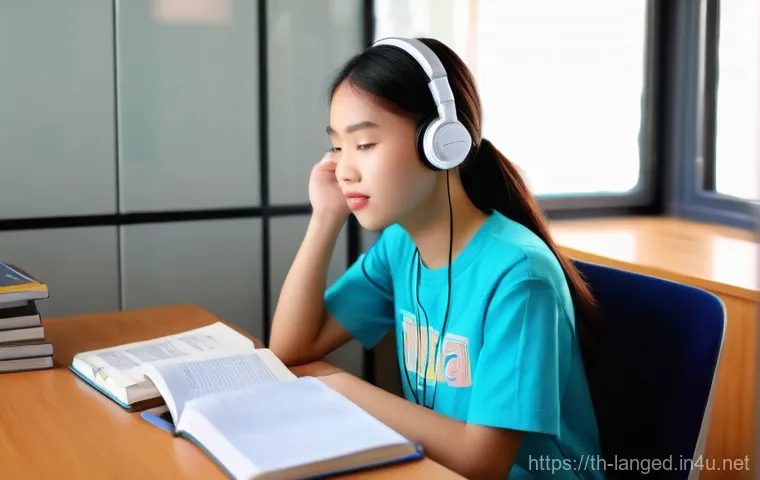 언어 교육에서의 발음 훈련 기법 - **Prompt: Focused Pronunciation Practice with Mirror Observation**
    "A determined young Thai stud...